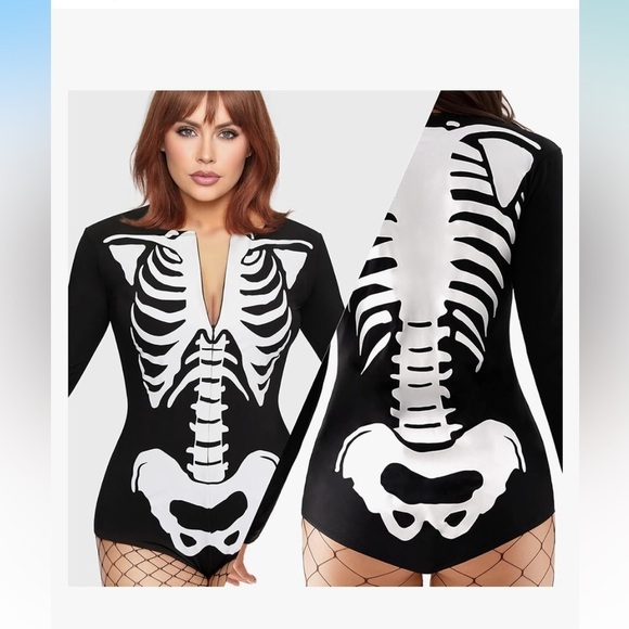 NWT Skeleton Print Bodysuit/ costume size Small - Picture 5 of 9